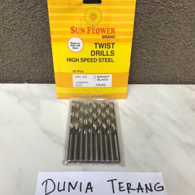 Mata Bor Besi SUN FLOWER 7mm - Hss Twist Drill Bit 7mm Bunga (1 pcs)