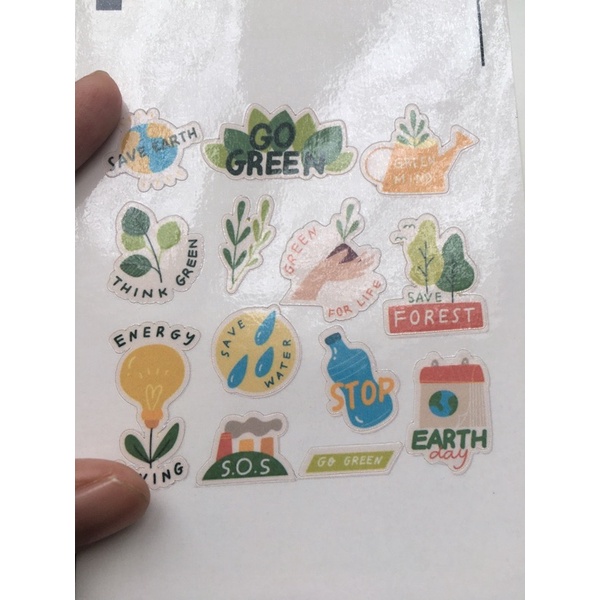 Sticker Pack Go Green Sticker Save Earth Sticker No Plastic Stiker Hp/Laptop Murah Aesthetic