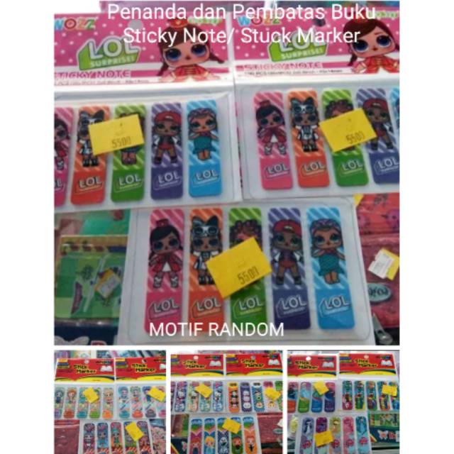 

PENANDA DAN PEMBATAS BUKU/ STICKY NOTE LOL/ STICK MARKER MONTANA