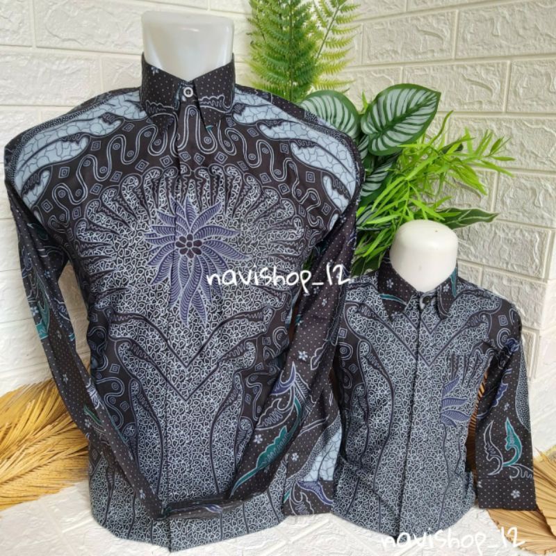 Batik couple Ayah anak black silver
