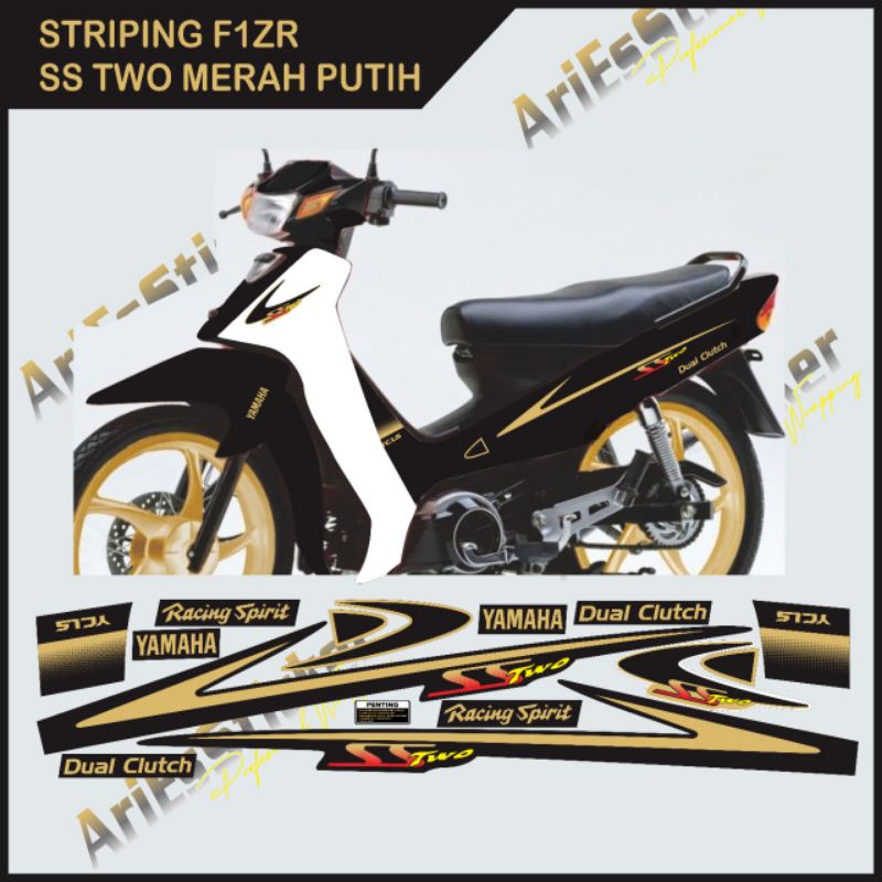 striping sticker yamaha f1zr fiz r sstwo ss two hitam gold