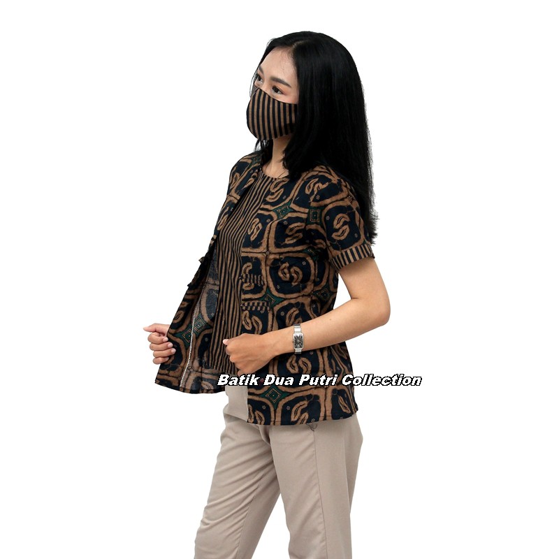 Atasan Batik Wanita Blouse Modern Tiga Model Lengan -Pendek - 7/8 - panjang S-M-L-XL-XXL-3L-4L-5L-2
