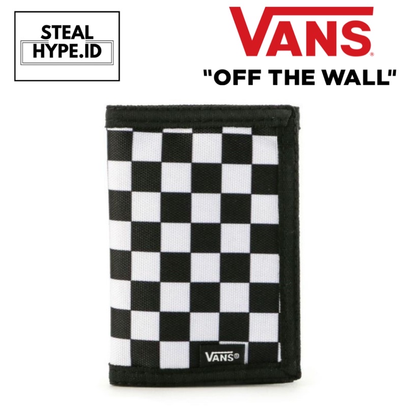 VANS SLIPPED WALLET CHECKERBOARD BLACK WHITE ORIGINAL 100% / VANS SLIPPED WALLET / DOMPET VANS