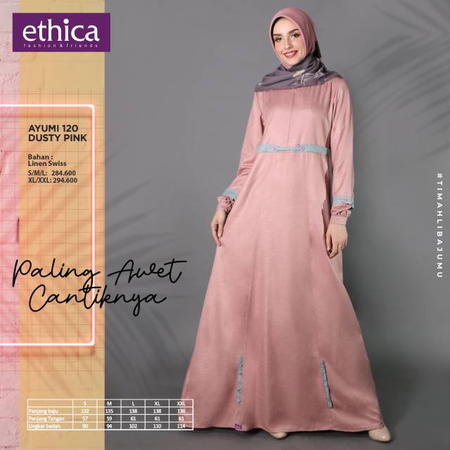 Gamis Ethica Ayumi 120 Pink Biru Hijau