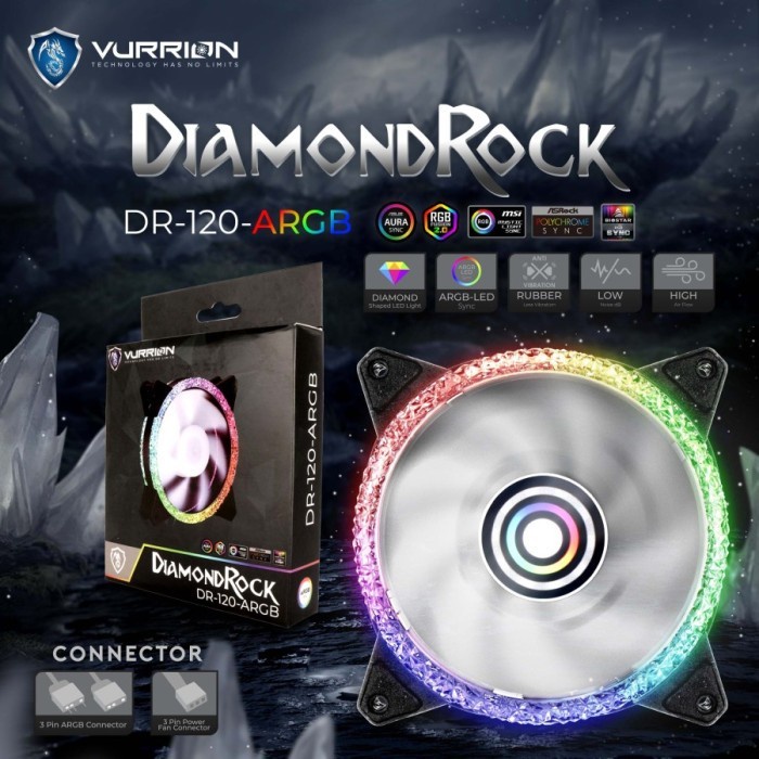 VURRION DR120 DIAMOND ROCK ARGB FAN 12