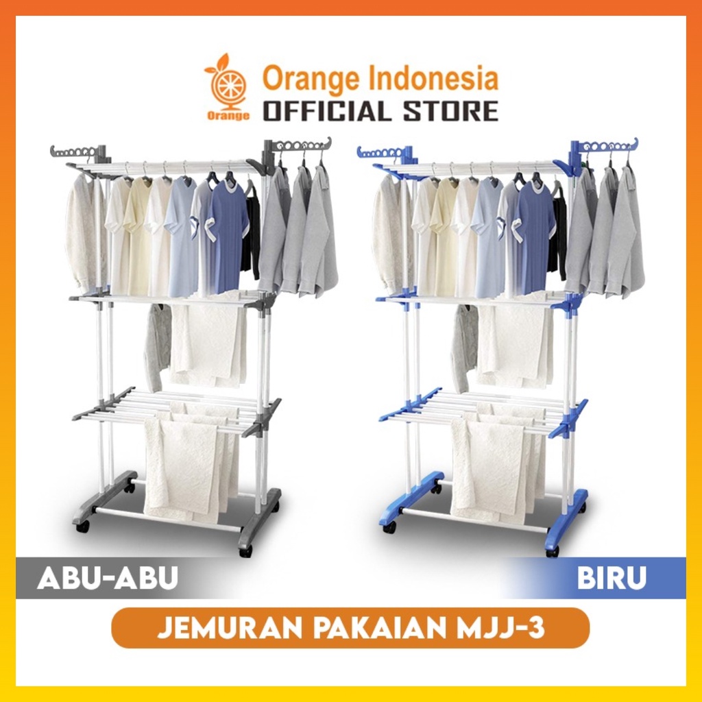 Jemuran Baju Lipat 3 Tingkat Rak jemuran Handuk stand hanger 3 tingkat beroda WHFURNITURE