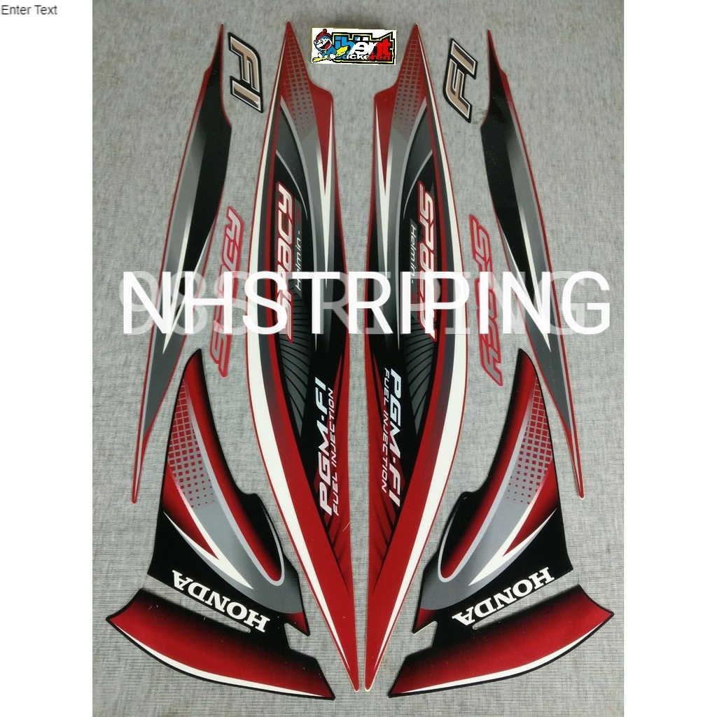 STRIPING SPACY FI HELM IN MERAH  2011 2012 STRIPING LIS STANDAR ORI HONDA F1