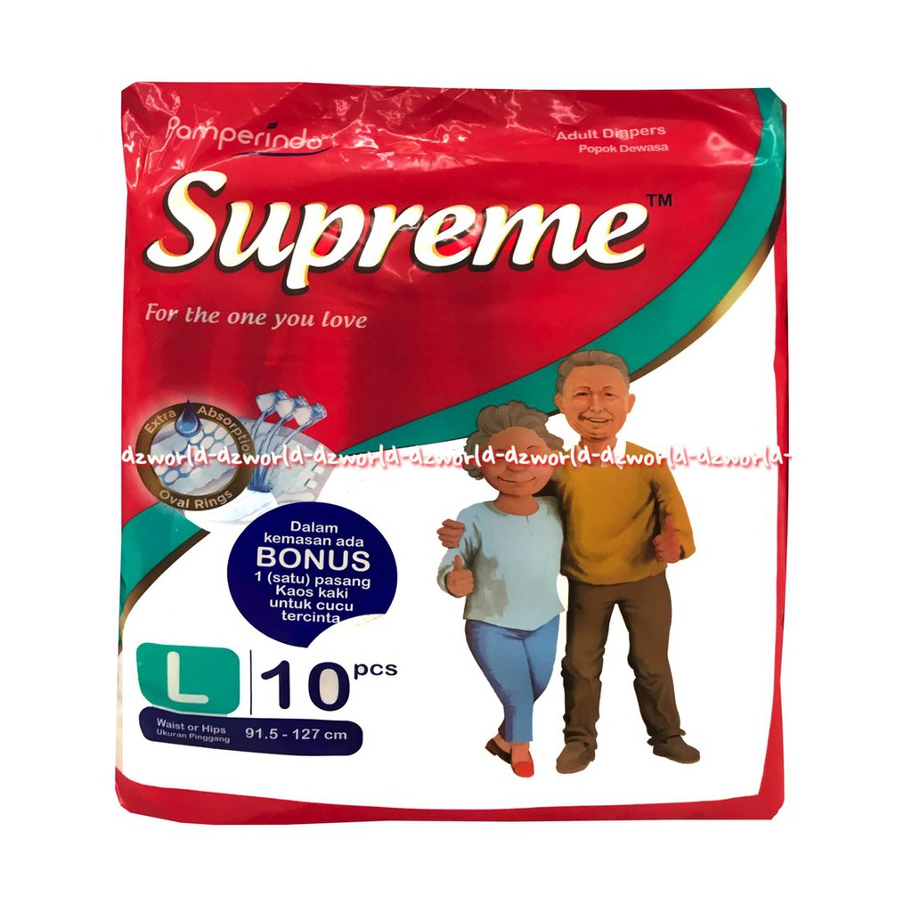 Supreme Popok Perekat Diapers Dewasa L10 Popok Dewasa Diaper Adult Orang Tua L 10