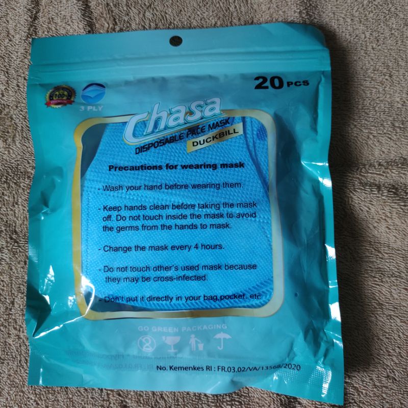 C3 masker duckbill chasa 3 ply biru