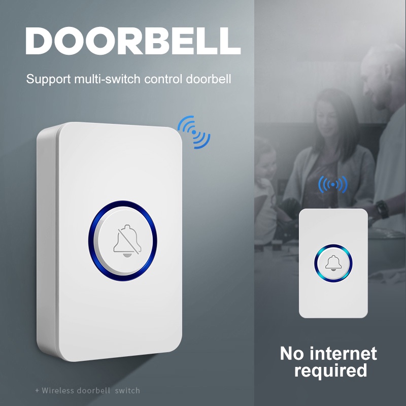 Bel Pintu Rumah Wireless Door Bell Tanpa Kabel 60 Lagu 4 Level Volume Pintu Chimes110db Waterproof