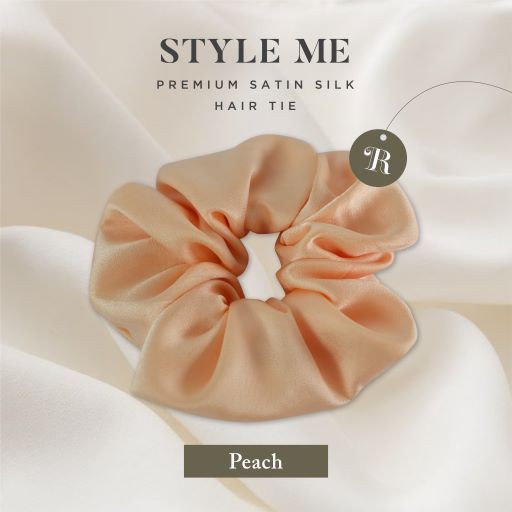Scrunchies Premium Satin Silk MAXI The Rituale | Ikat Rambut Kuncir Hijab Cepol | Anti Rontok Pusing-Peach