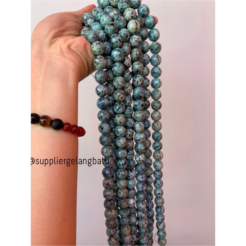 semi stone 14mm white blue chrysocolla bahan rangkai aksesoris biru