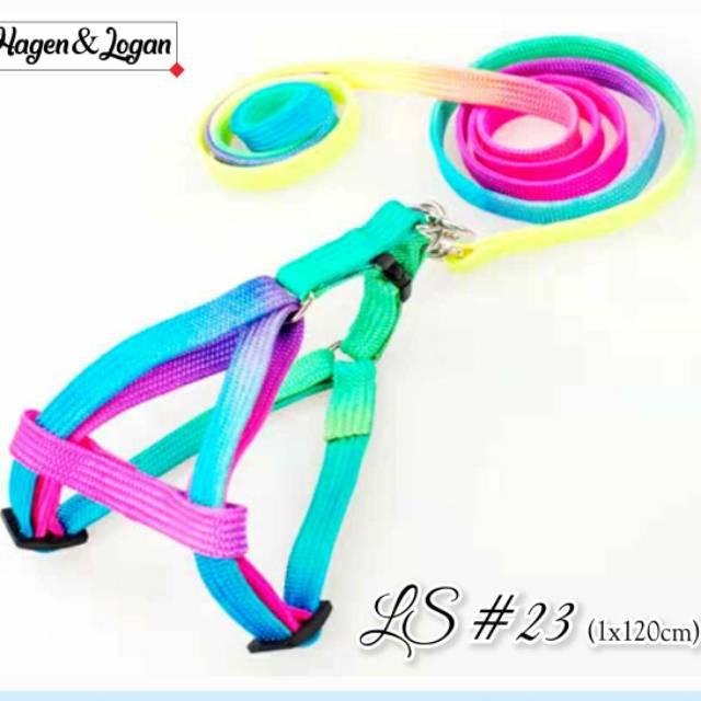 Harness untuk Kucing 120cm /Anjing Tebal / Tali tuntun RAINBOW GEPENG