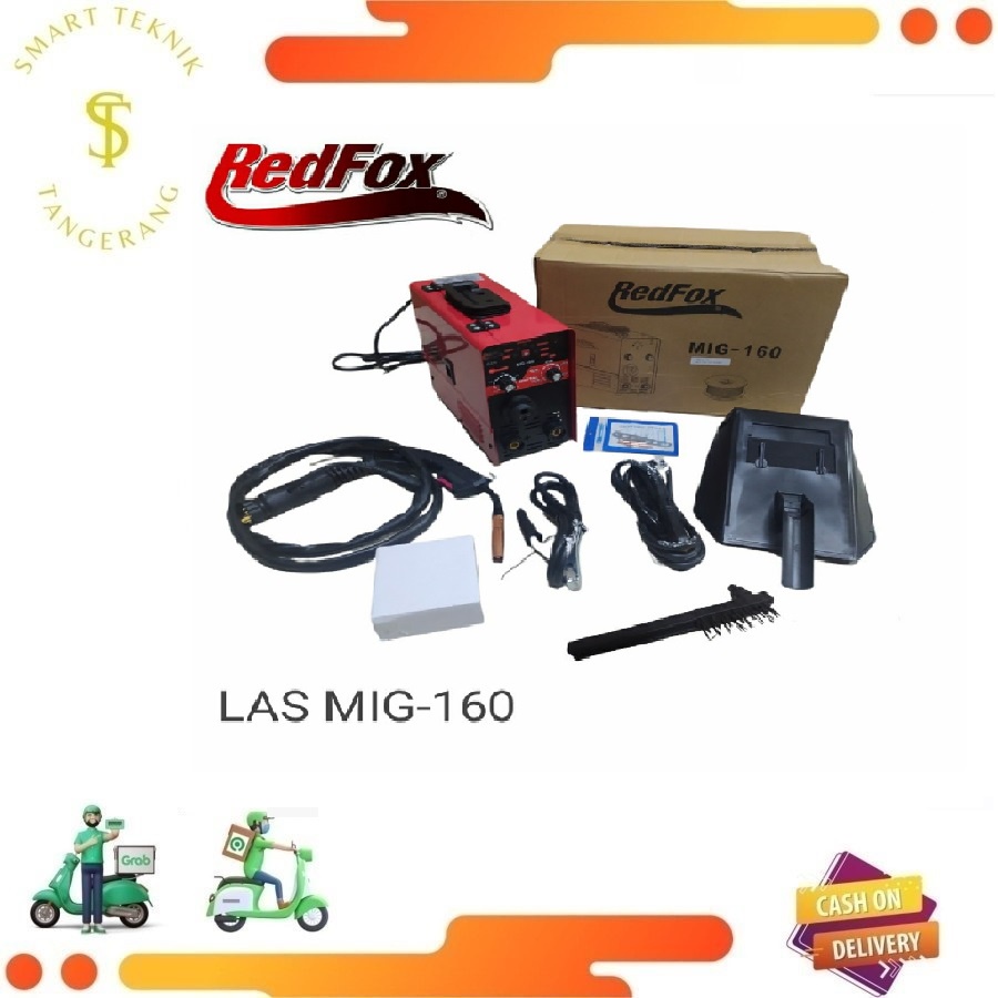 REDFOX MESIN LAS MIG 160 CO2 TANPA GAS WELDING MIGi GASLESS JAPAN 120A ORIGINAL TERBAIK Spt REDBO