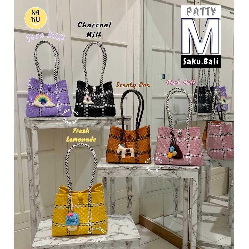 Patty M motif Patern / tas anyam bali / tas anyam sintetis plastik premium kendal / tas ootd / Pluto