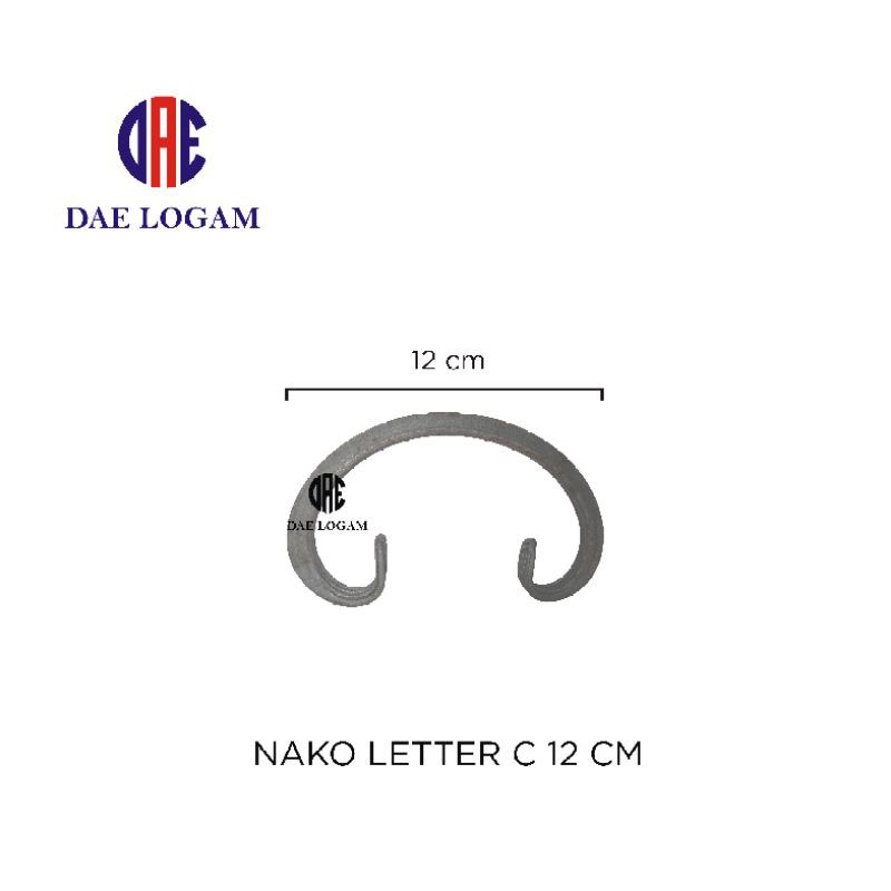 Ornamen Pagar Besi Nako Leter C Ukuran 12 Cm