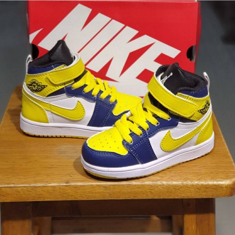 SEPATU ANAK BASKET BOOTS KUNING NAVY MURAH SEPATU ANAK LAKI DAN PEREMPUAN