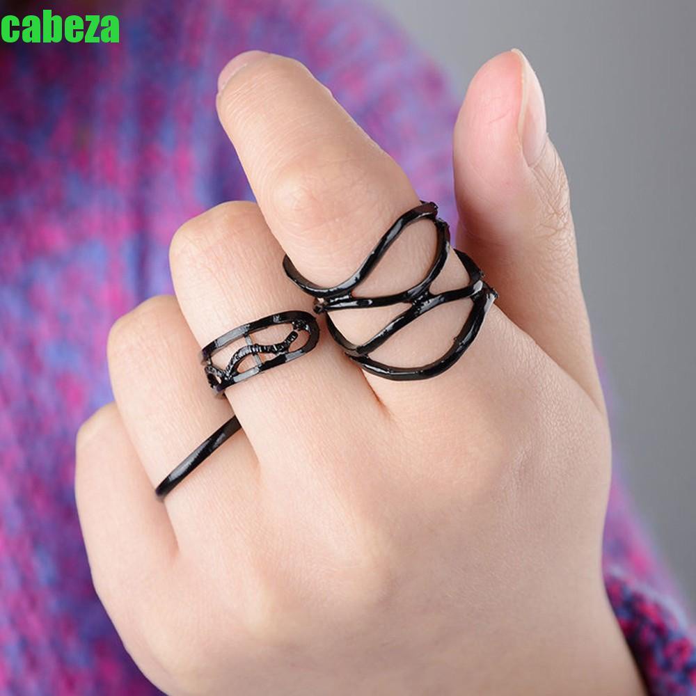 Cabeza 3pcs Set Cincin Buku Jari Aneka Bentuk Warna Hitam Gaya Punk Untuk Wanita Shopee Indonesia