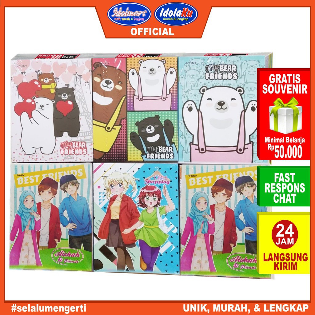 

IDOLMART Buku Tulis KIKY OKEY isi 58 Lembar - 10 Buku Buku Sekolah Kiky Buku tulis kiky
