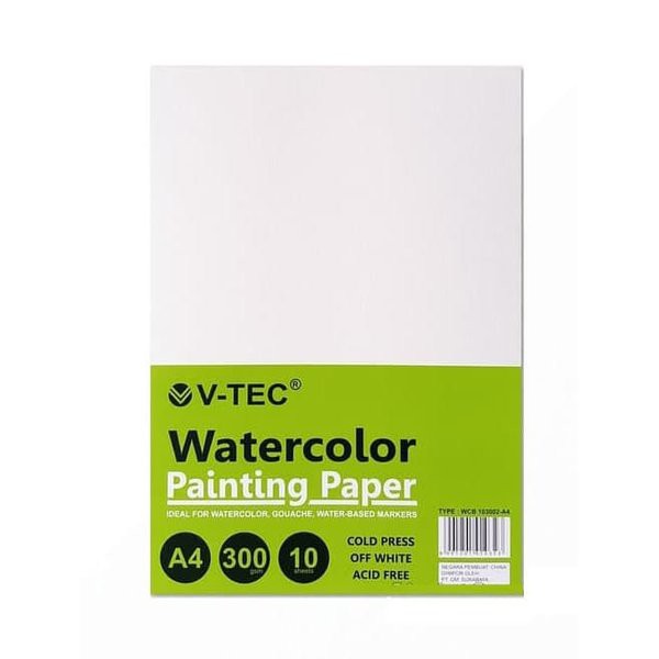 

Unik VTEC A4 Watercolor 300gsm Water Colour Paper 10Lbr V-tec Kertas Gambar Free ongkir