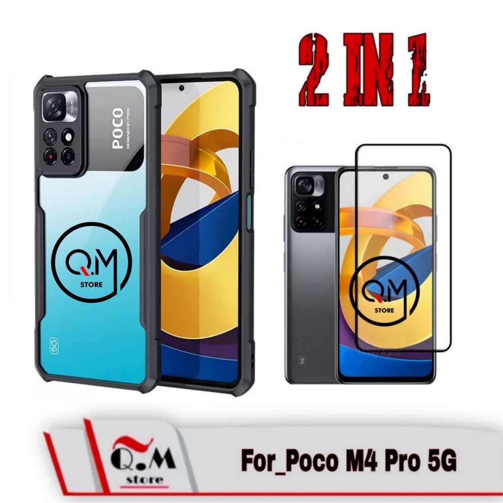 Case Transparan Xiaomi Redmi Note 11 4G / Xiaomi Poco M4 Pro New 5G Paket 2IN1 Softcase Armor Acrilik Pelindung Back Cover