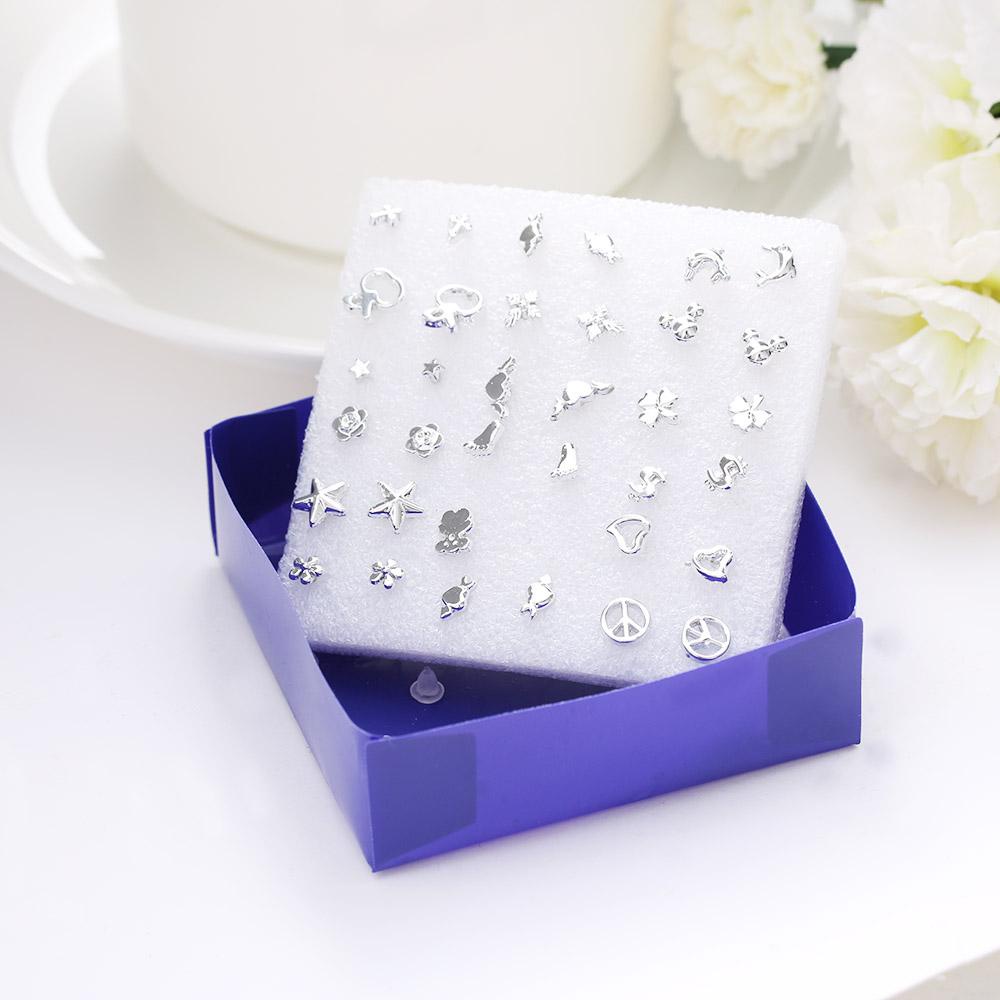 R-flower 18pasang Anting Elegant Fashion Cewek Lapis Perak