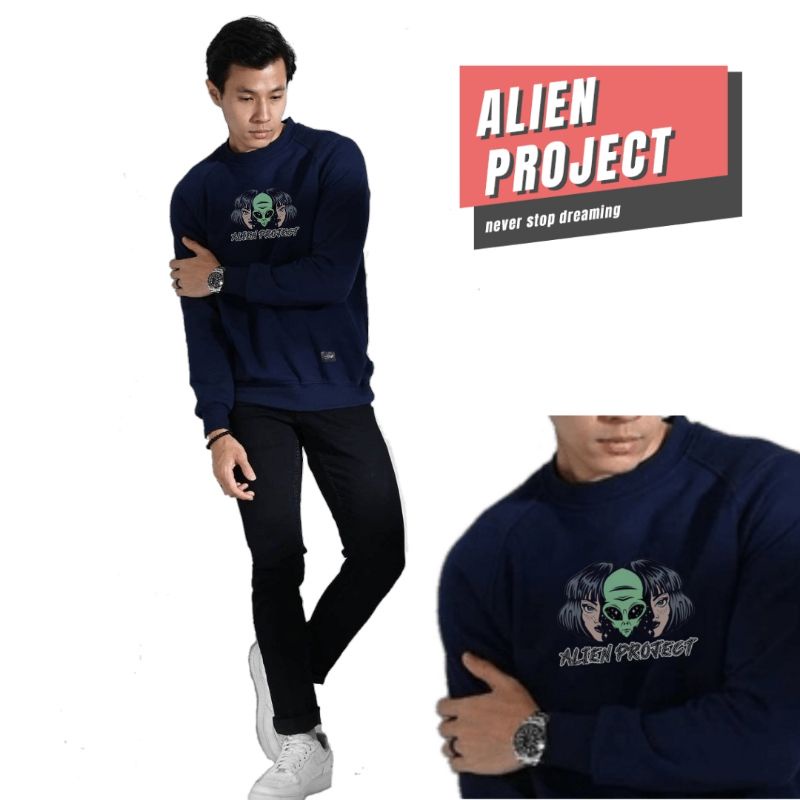 alien project money talk black sweater crewneck original pria free sticker bisa cod