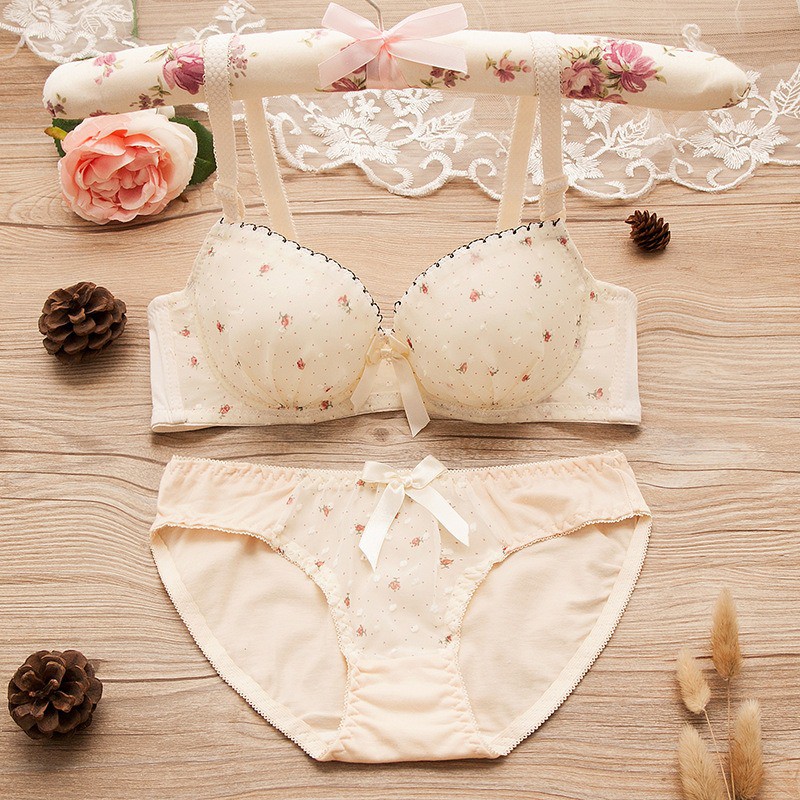 TERMURAH Set Bra / BH cewek wanita bahan import korea seksi KR015 premium motif bunga