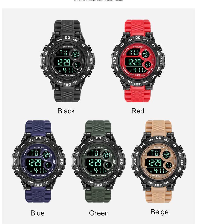 SOM266 Jam tangan digital olahraga tahan air Bostanten ヾ(＠∇＠)ノ