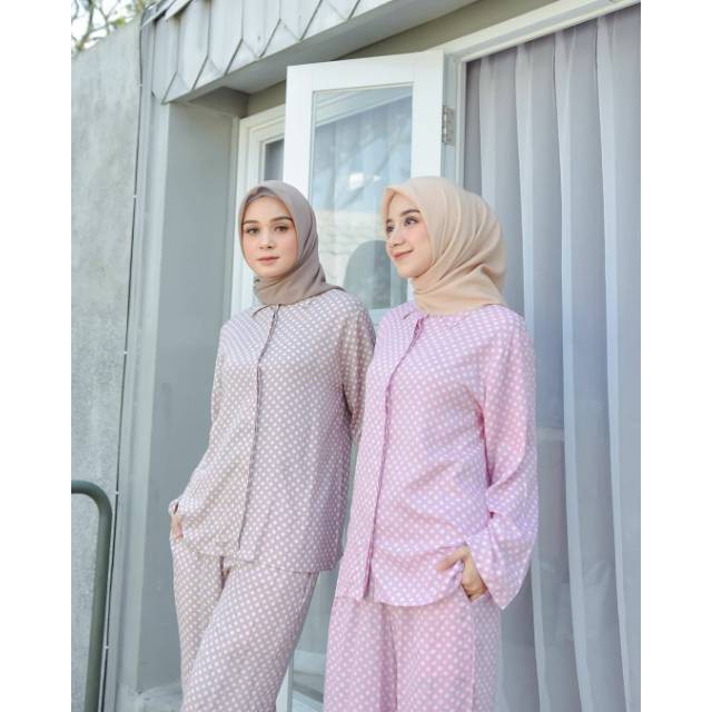 PAKAIAN WANITA - POLKA BEAR SET ATASAN + PANTS - SETELAN WANITA - BAJU TIDUR - PAKAIAN TERLARIS