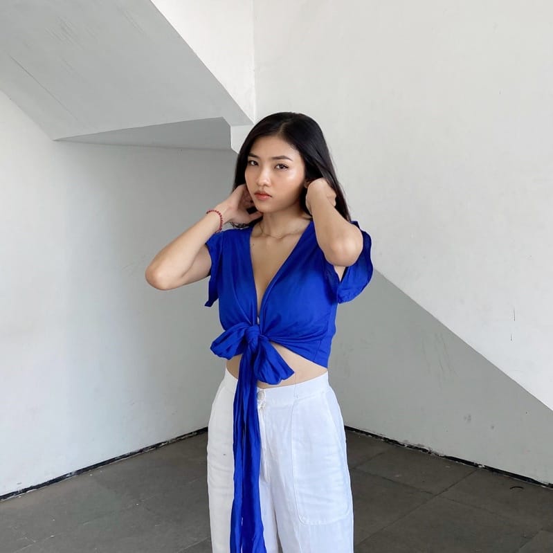 BEFAST - ZEC OOTD Wanita Blouse IRISH / Lizy Wrap RAYON DIAMOND Top / Blouse Ikat / Blouse Crop Remaja Wanita / Blouse Polos Kekiniaan Wanita Remaja / Blouse Ke Pantai / Terbaru / Termurah