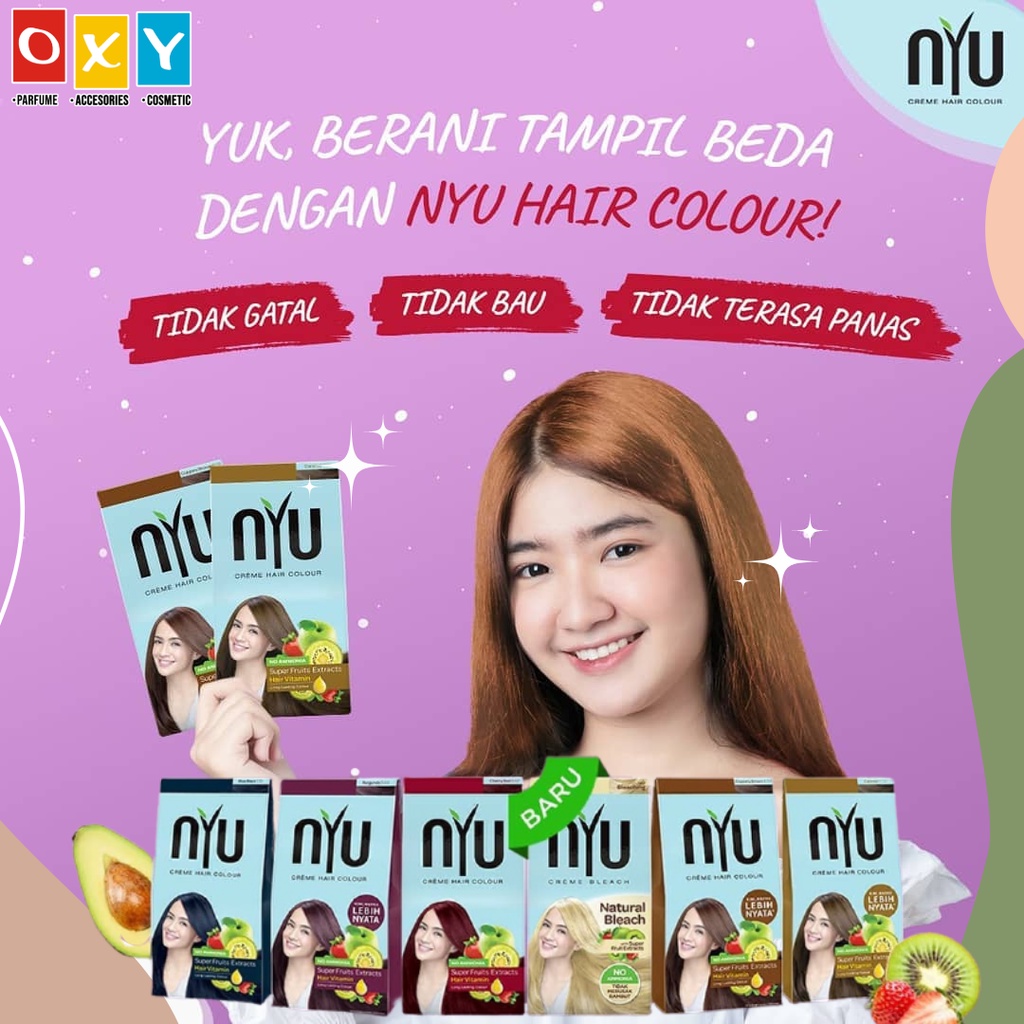 NYU Hair Color 30gr Semir Rambut Bleaching Sachet Box Henna Shampoo Hair Colour Blue Black Burgundy 