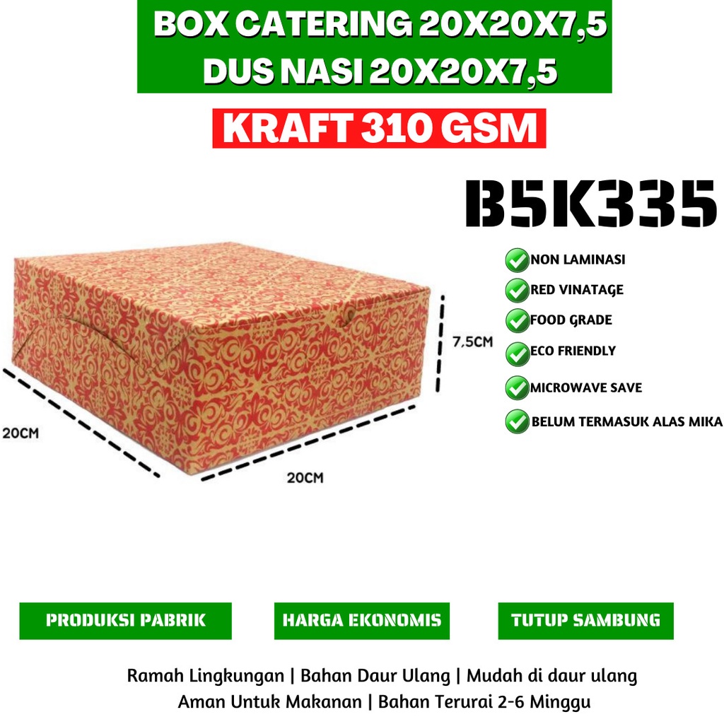 Box Nasi 20x20 Dus Nasi 20x20 (B5K335-Non Laminasi)