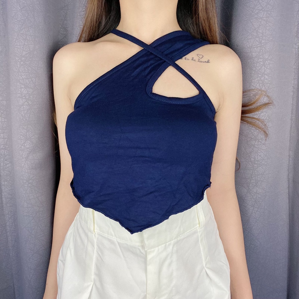 Vimel Collection - Tanktop Halter Cross Neck Neci / Tanktop Wanita / Tanktop Cross / Tanktop Korean Style