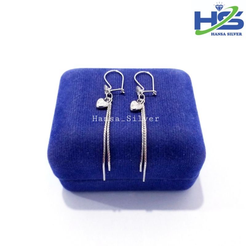 Anting Perak Asli Silver 925 Lapis Emas Putih Model Agogo Italy Love Dan Bintang - Anting Wanita Anti Karat