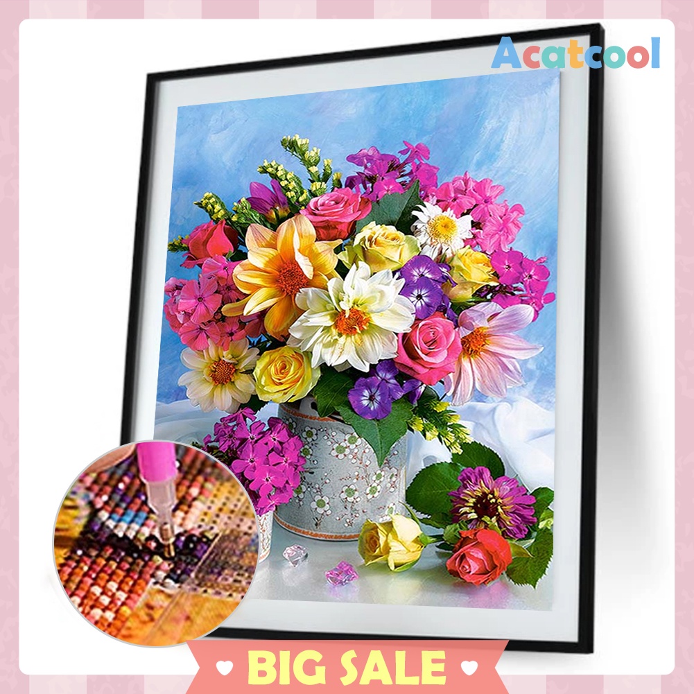 5D DIY Full Drill Diamond Painting Colored Flower Cross Stitch Mosaic Kit