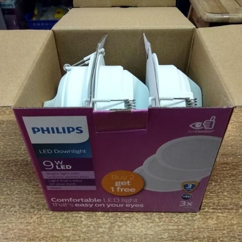 DOWNLIGHT PHILIPS BELI 2 GRATIS 1 MESON PACK 3,5W 5W 9W 13WATT LAMPU PLAFON