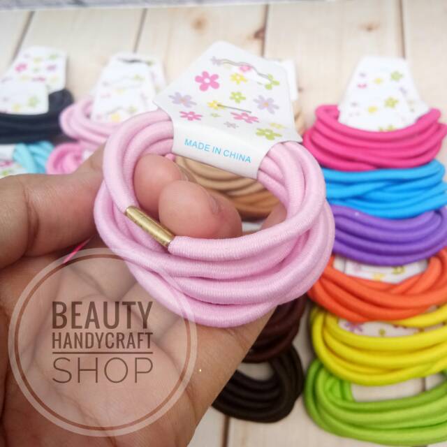 Ikat rambut polos warna warni elastic tebal per ikat-1