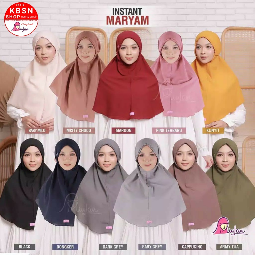 TERMURAH MIULAN MARYAM DEWASA ORIGINAL - JILBAB HIJAB KERUDUNG -KBSN  / READY GROSIR BERGO JERSEY BP