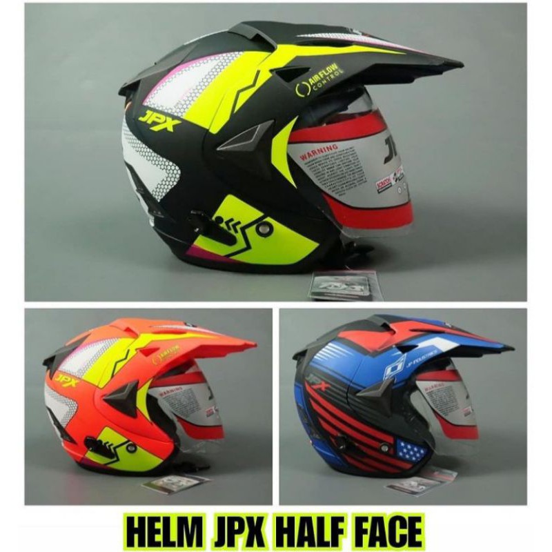 HELM JPX HALF FACE PELINDUNG KEPALA PENGENDARA MOTOR CROSS TRAIL GRASTRACK TRABAS ENDURO ADVENTURE