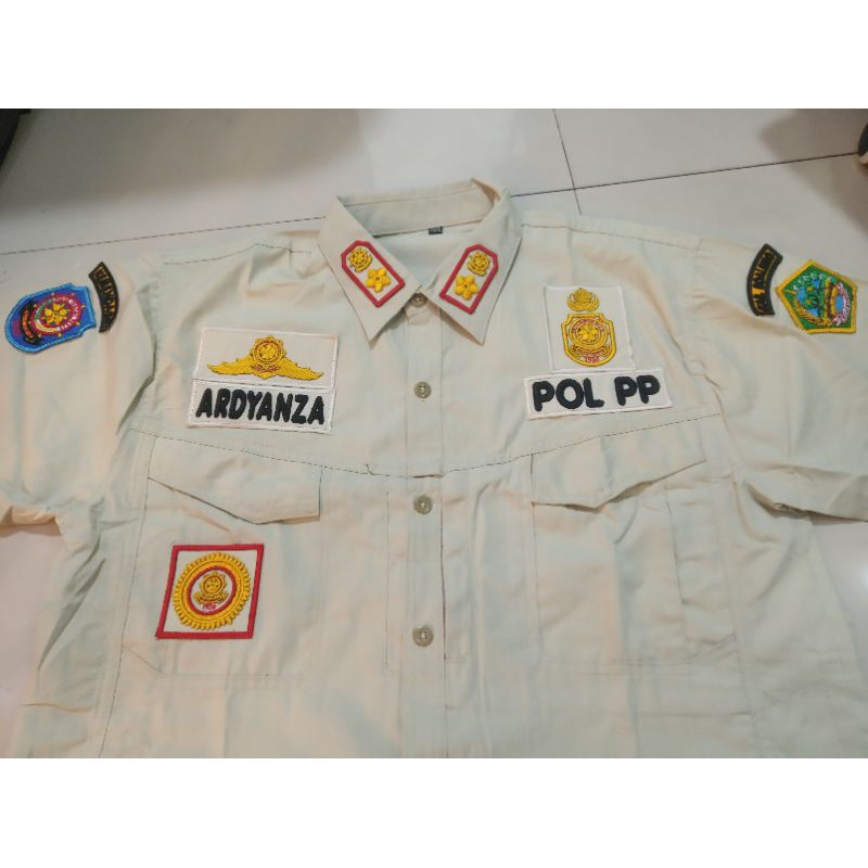 baju krem satgas satpol pp ples atribut mantul