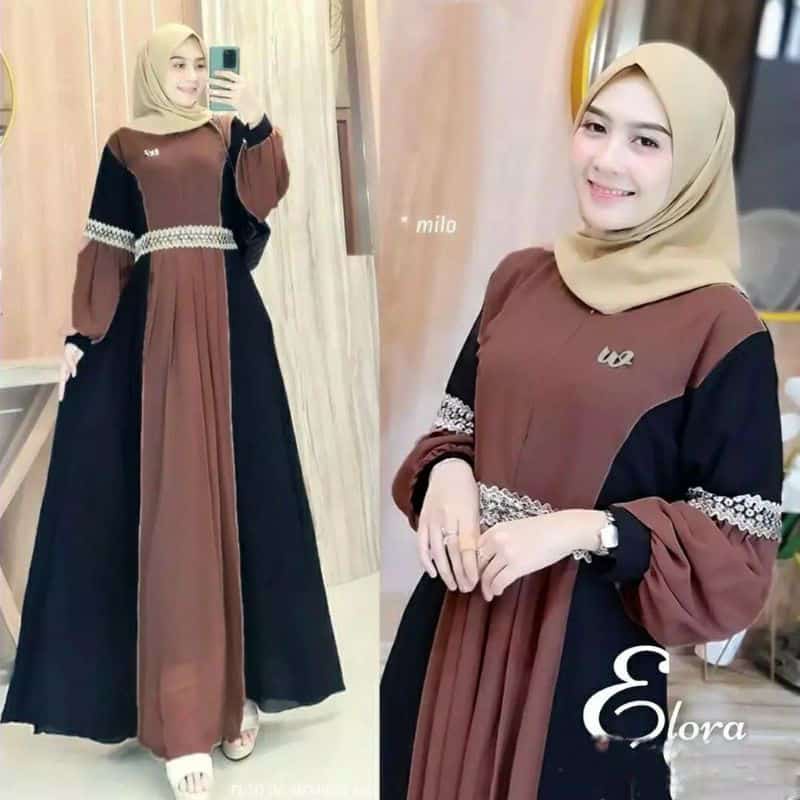 Dress Wanita Gamis Busui Terbaru dan Termurah Jumbo Motif Terkini Elora