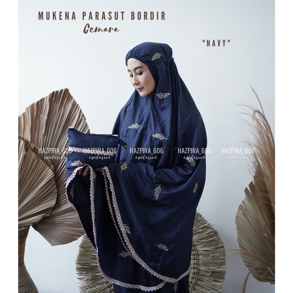 Mukena Dewasa Bordir Cemara Parasut Premium Treveling Jumbo