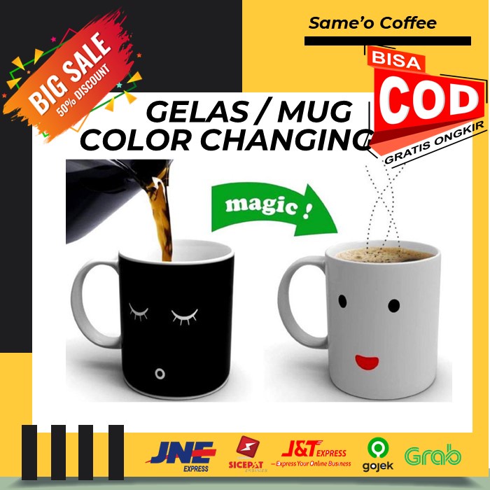 GELAS / MUG / CANGKIR COLOR CHANGING SENSITIF SUHU MOTIF SMILE FACE