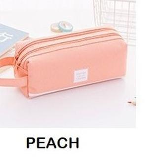 

♥ [PENCIL BAG] TWO STORAGE with STRIPE design / Kotak Pensil 2 kantong - Peach ♛