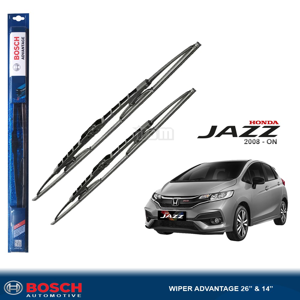 Bosch Advantage / Karet Wiper Mobil Honda JAZZ 2008-ON  26&quot; dan 14&quot; (Sepasang) / Wiper JAZZ RS