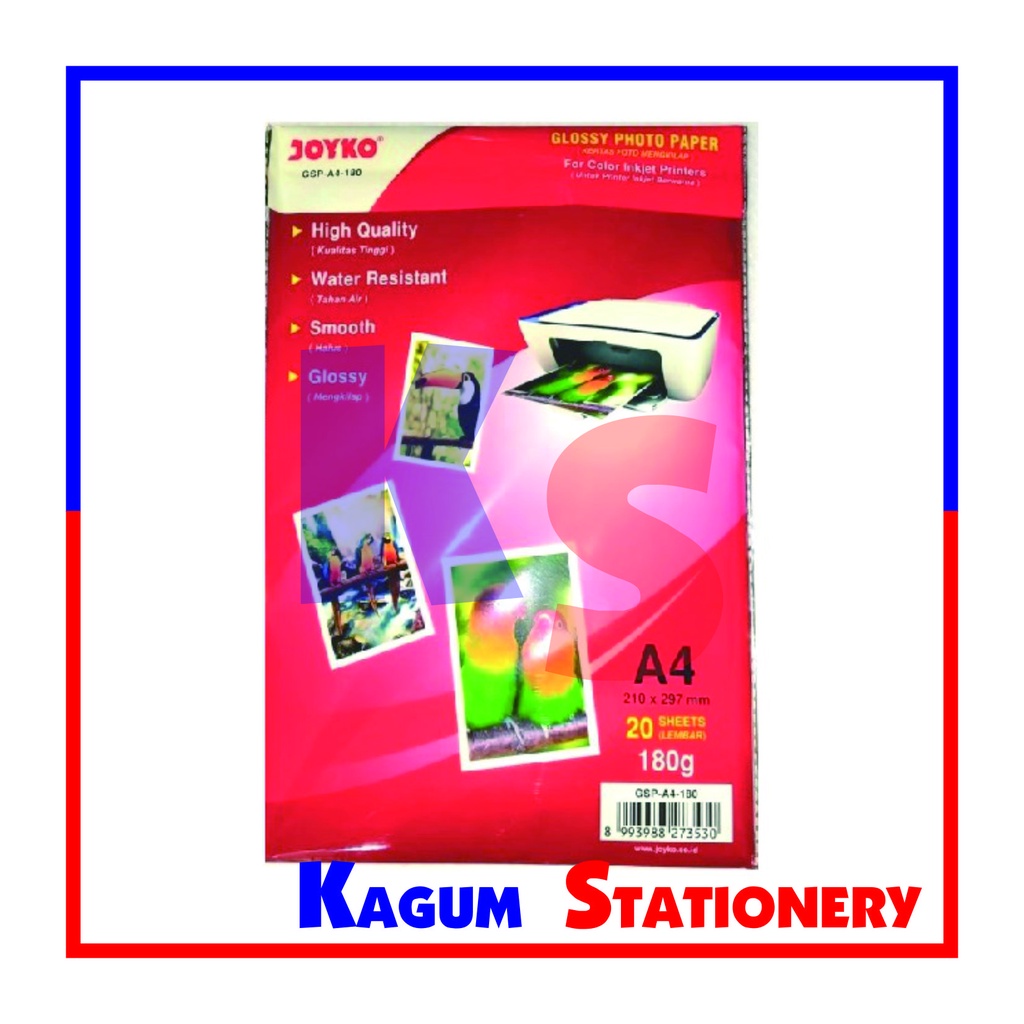 

KERTAS FOTO / GLOSSY PAPER A4 180GR JOYKO