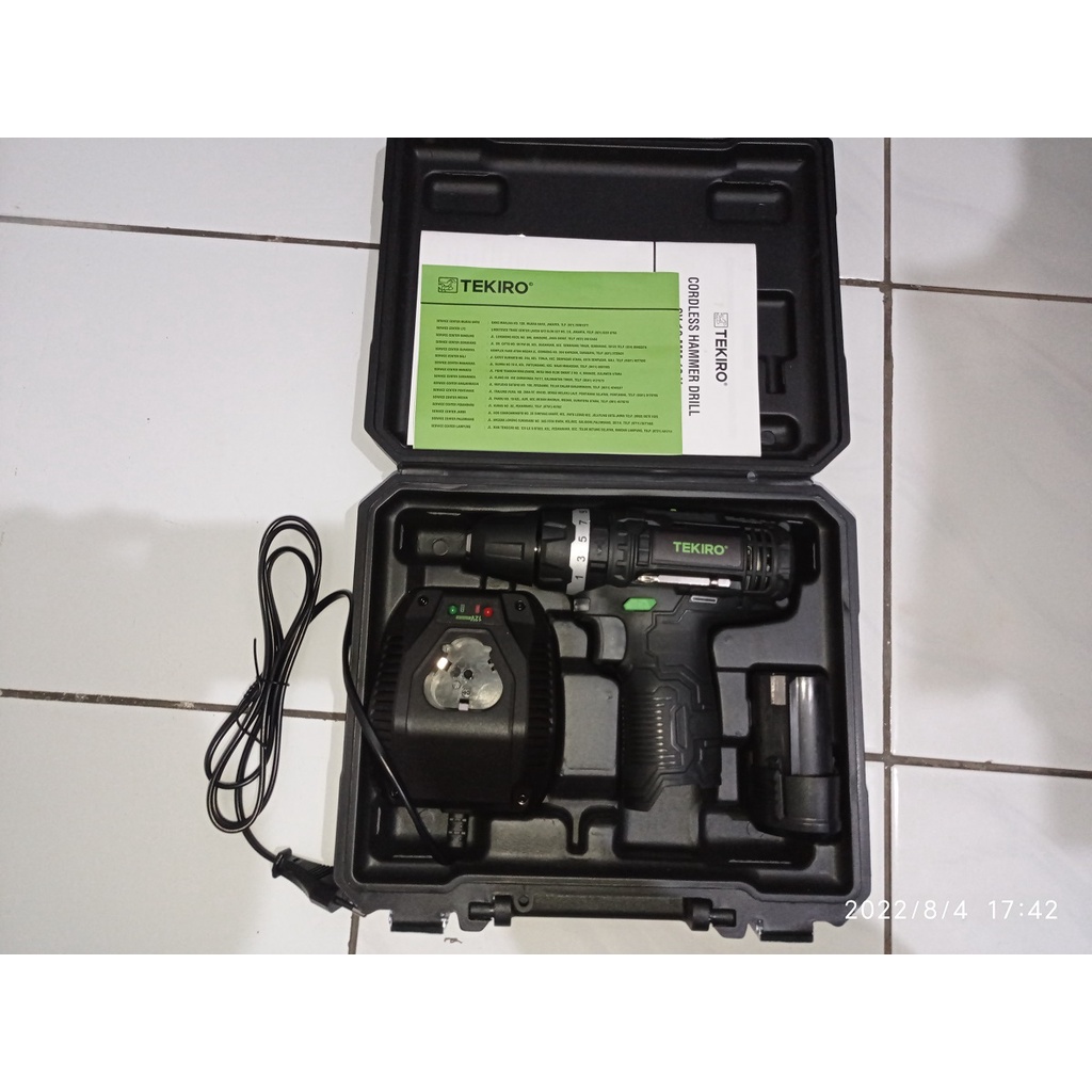 TEKIRO CD-HD2047 - CORDLESS HAMMER DRILL CV 10 MM 12 V - GARANSI 1 TH