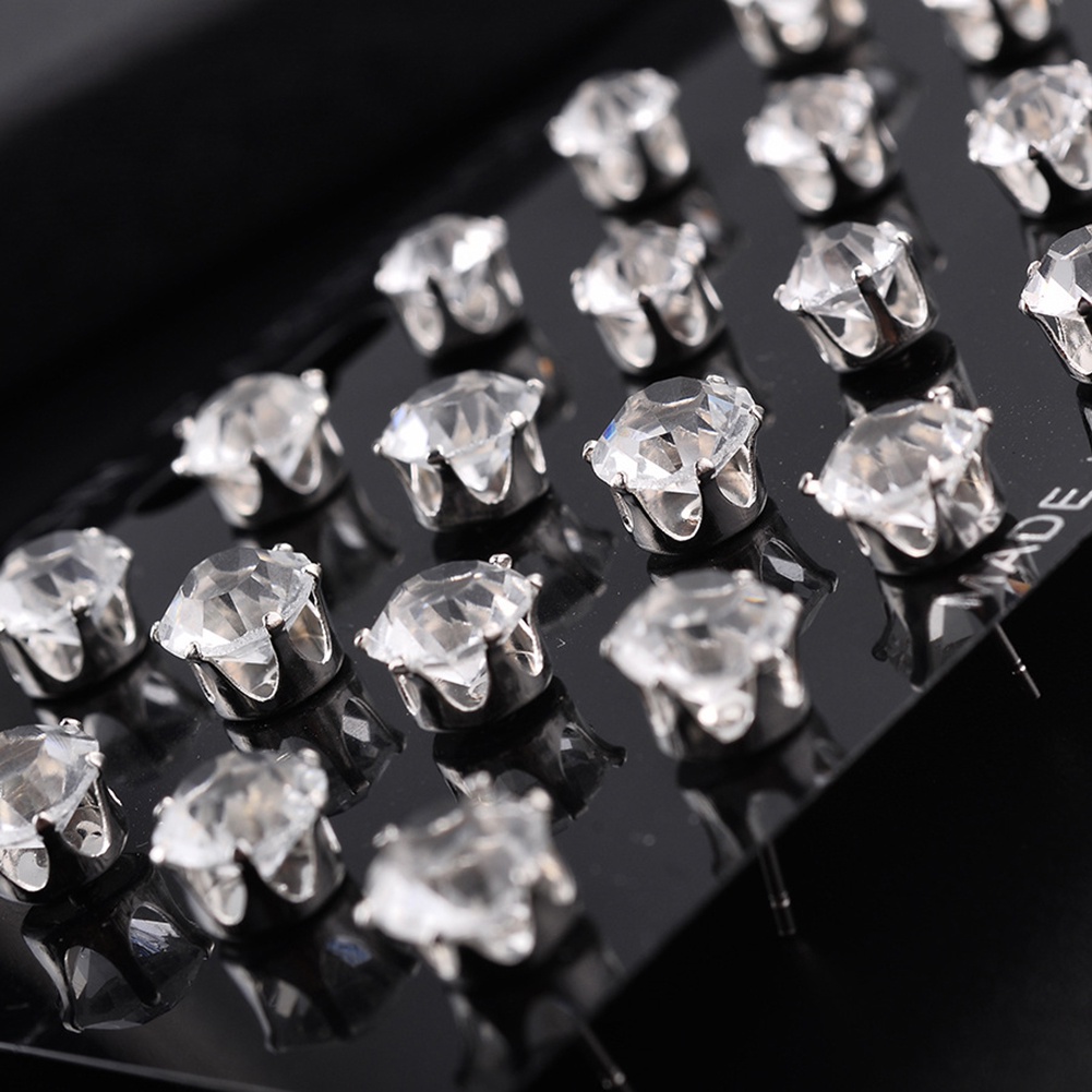 Hu Hu Hu Hu Hu Alat Bantu Pasang Kacamata♡ 12 / 6 Pasang / Set Anting Tusuk Bentuk Bunga Mawar Klasik Hias Cubic Zirconia Untuk Wanita