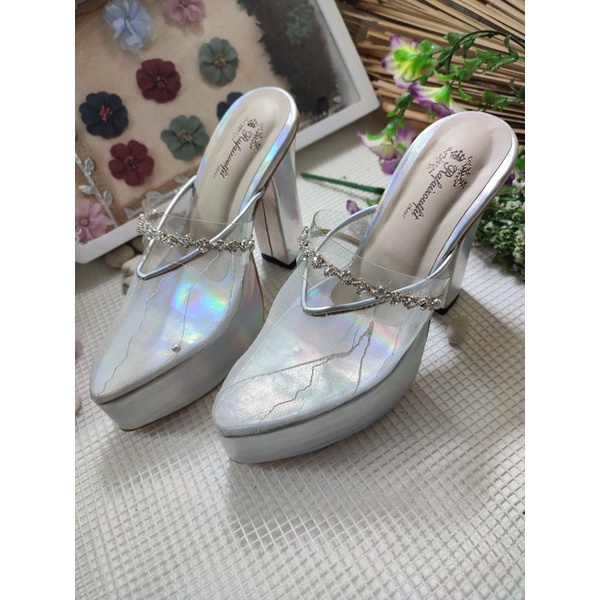 sepatu Azwa silver rafaizoutfit 12cm tahu